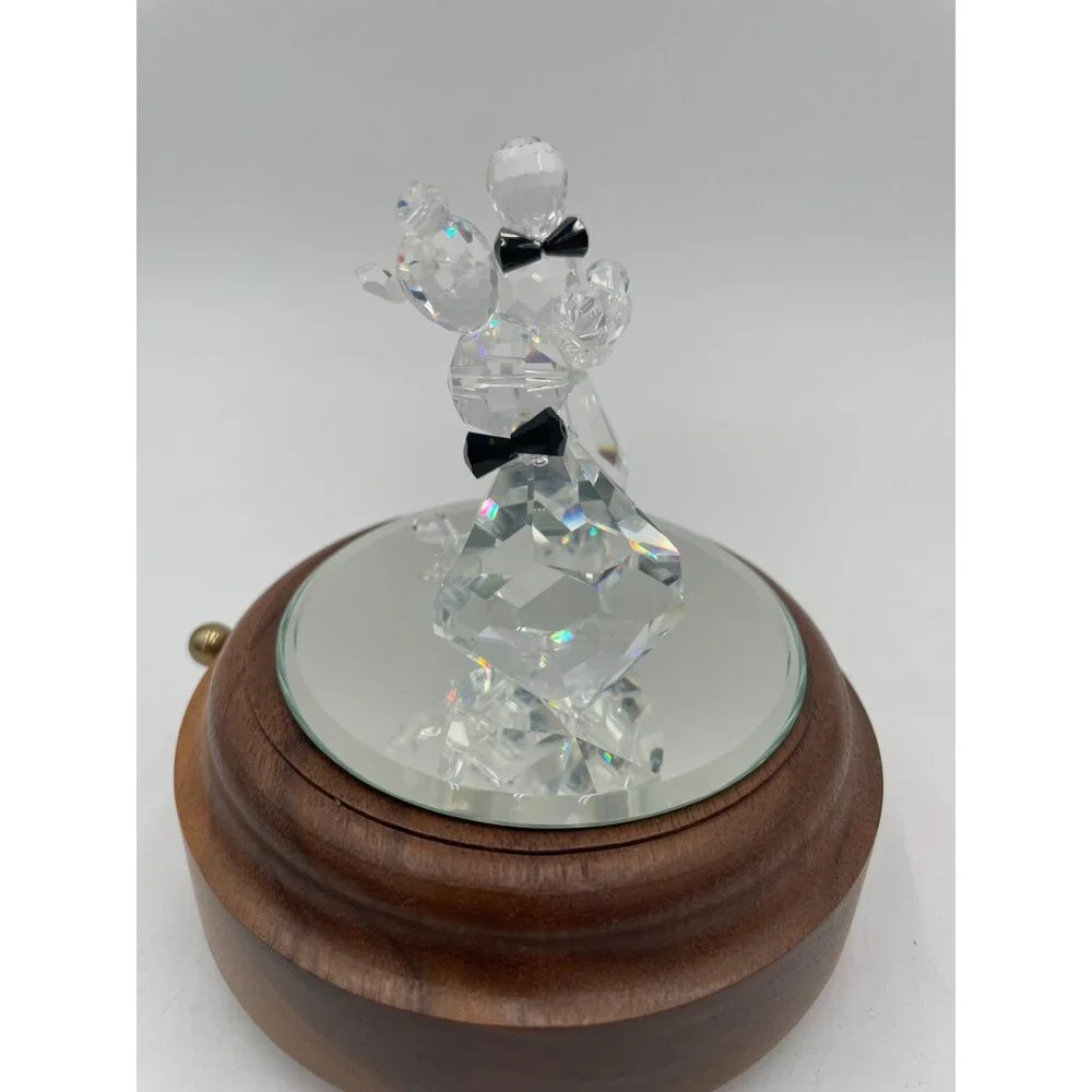 Swarovski Crystals  Wedding Couple Figurine Music Box Anniversary Waltz